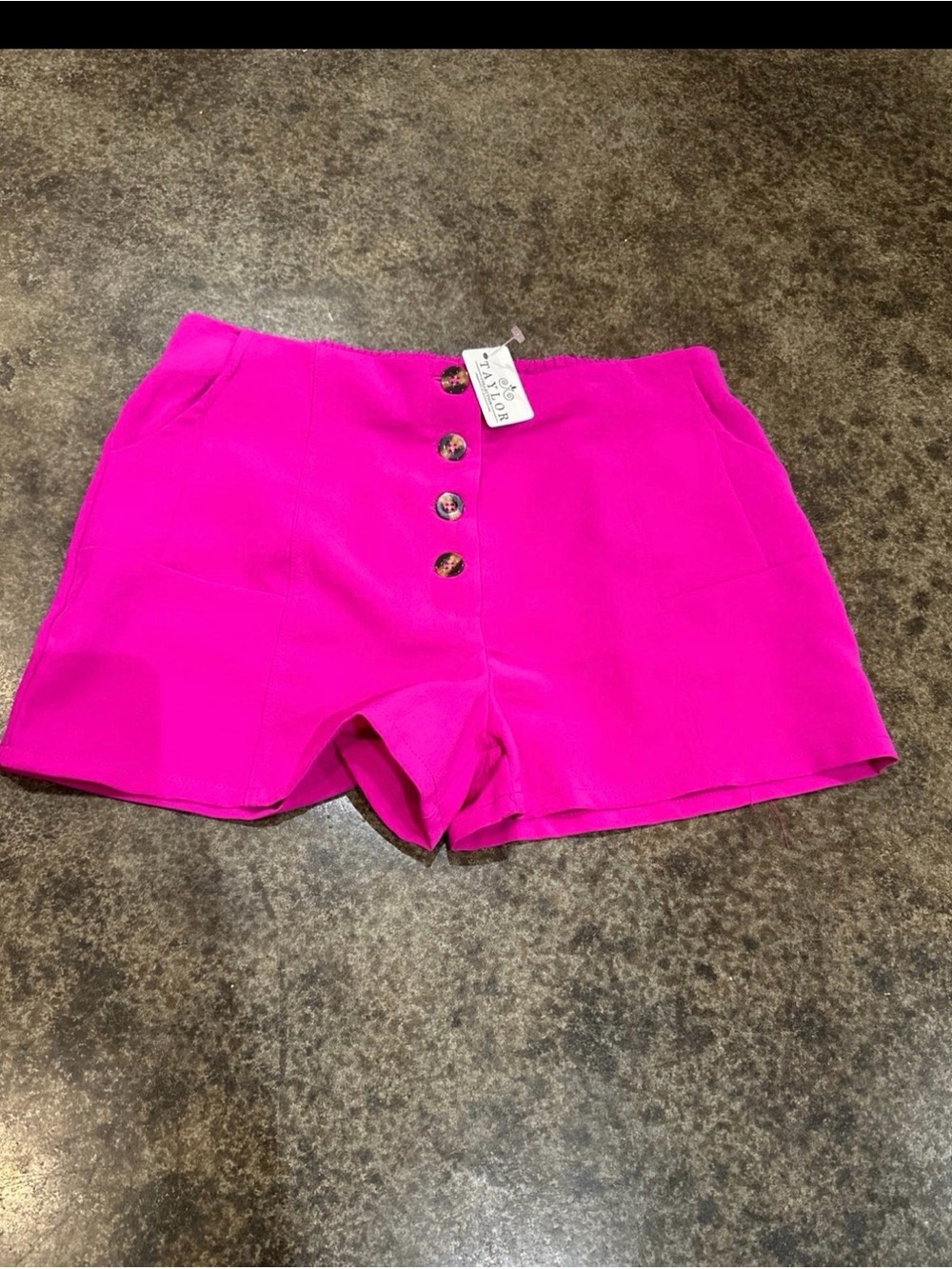 Karlie Hot Pink High-Waist Button-Front Women’s Shorts